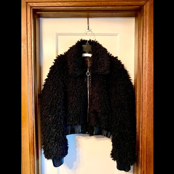 ASTR - The Label Black Faux Fur Cafe Jacket - Sz Sm - Picture 4 of 12